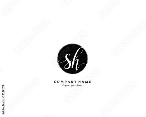 SH Initial handwriting logo vector