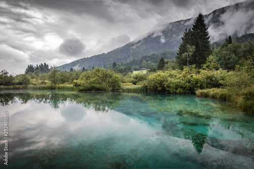 beautiful nature reserve lake Zelenci in summer time, Slovenia
