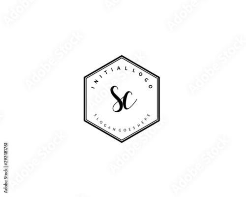 SC Initial handwriting logo vector