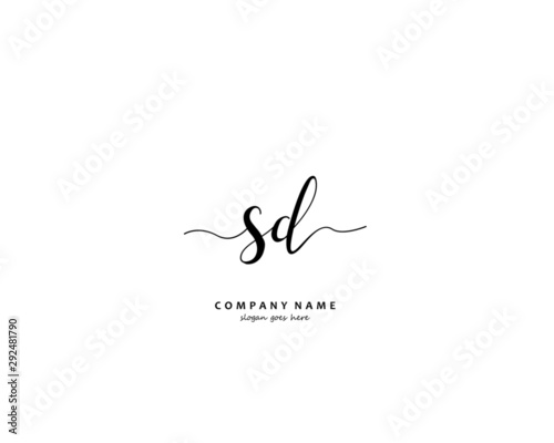 SD Initial handwriting logo vector