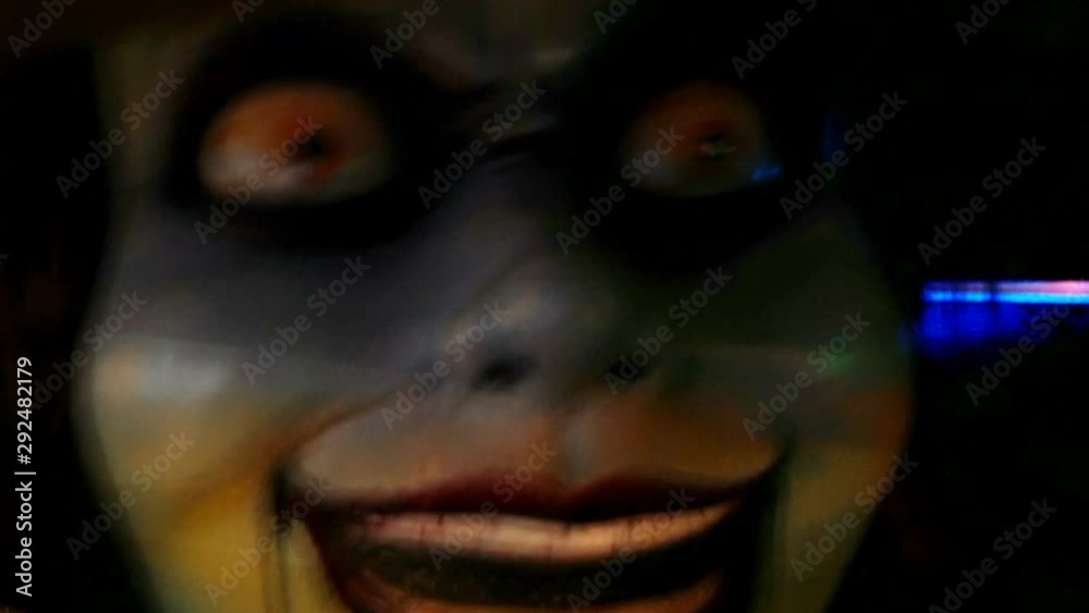 4K. shocking ghost horror face in halloween haunted night with horror film effect