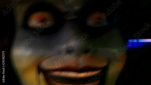 4K. shocking ghost horror face in halloween haunted night with horror film effect