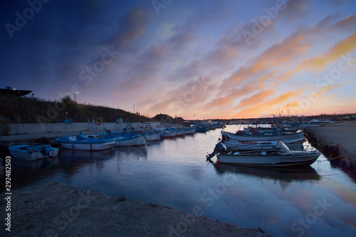 HDR effect - Boats in Harbour, Bulgarian black sea sunrise