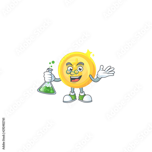 Professor currency gold coin isolated white background