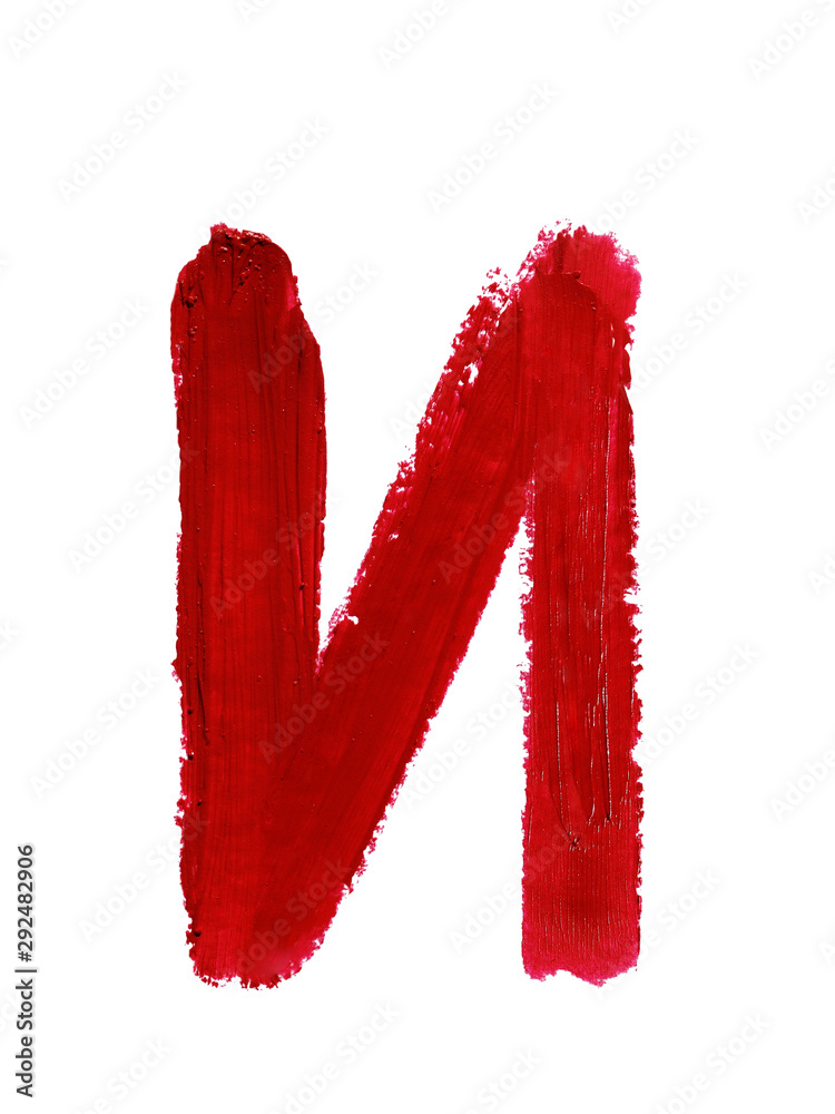 Large letter of the Russian alphabet handwritten by dark red color melted  lipstick. Cyrillic character isolated on white background. Closeup Stock  Photo | Adobe Stock