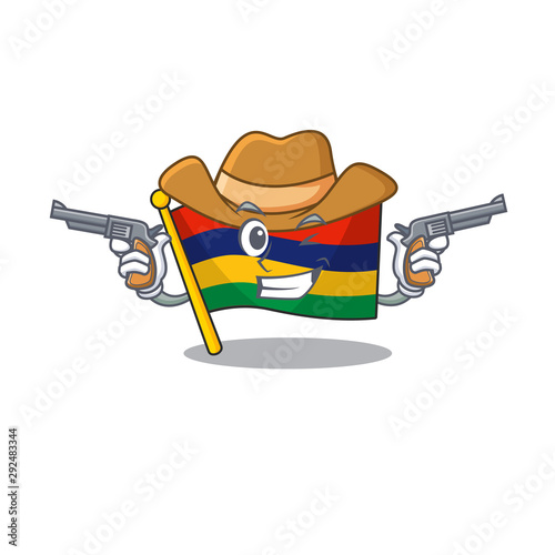Cowboy flag mauritius character isolated the cartoon