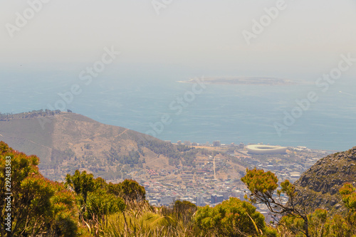 Panorama view of the whole coast of Cape Town, South Africa from Table Mountain.