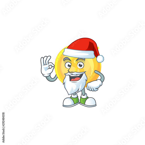 Santa gold coin cartoon character mascot style