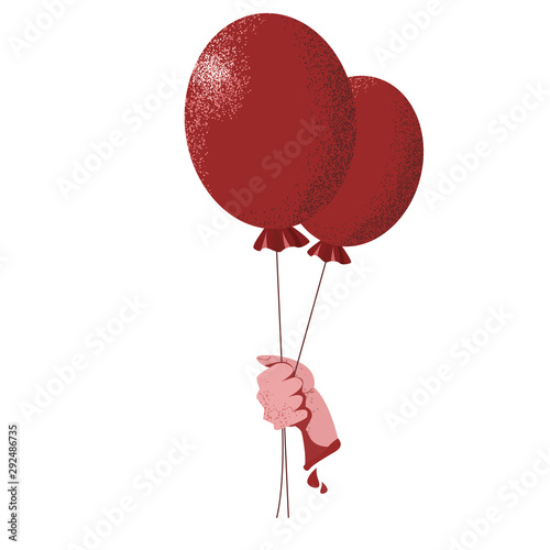 Red Ballon with Cut Off Hand  illustration Vector