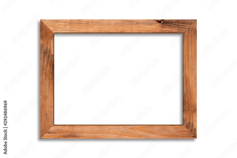 Wood picture frame isolated on white background with clipping path . Image display concept Wood picture frame isolated on white background with clipping path . Image display concept