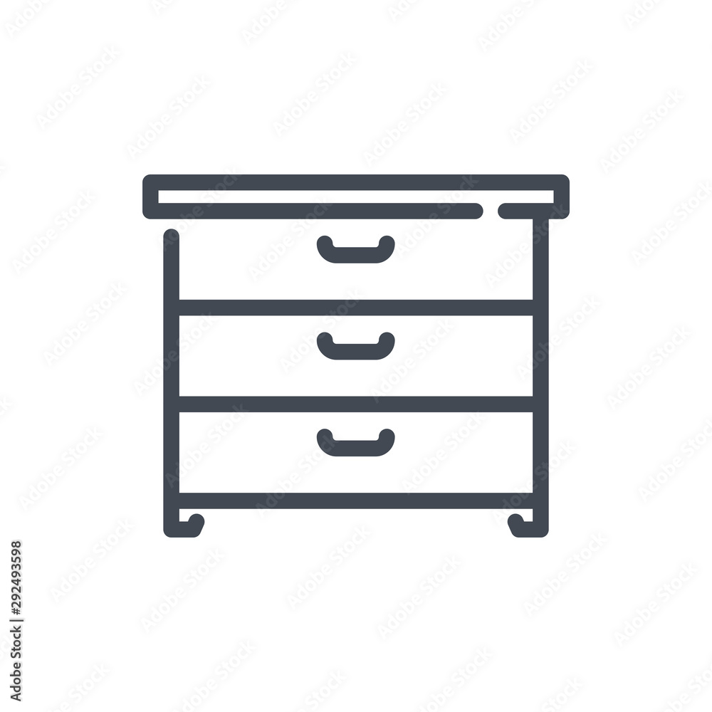 Chest of drawers line icon. Furniture vector outline sign. Chest of drawers line icon. Furniture vector outline sign.