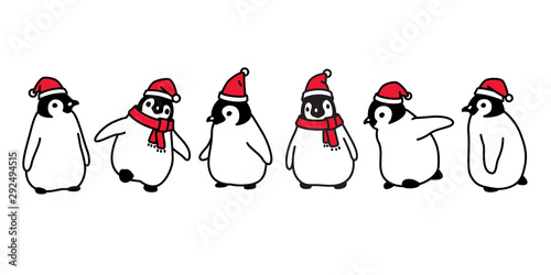 penguin vector Christmas Santa Claus hat icon logo cartoon character illustration symbol graphic doodle design
