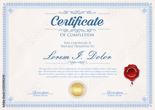 Certificate or diploma retro design template 