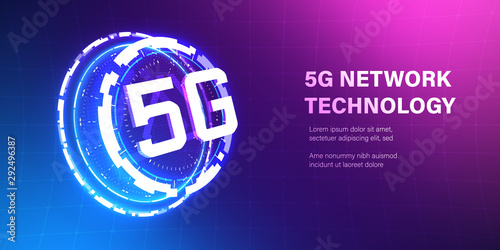 5G mobile network futuristic abstract illustration for website, poster, banner. Internet technology of next generation
