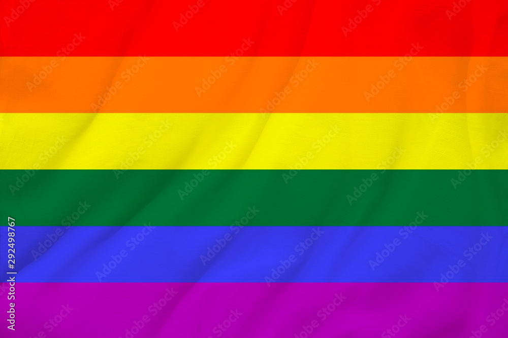 Fototapeta premium LGBT rainbow flag, Pride flag, Freedom flag - the international symbol of the lesbian, gay, bisexual and transgender community, the concept of the human rights movement