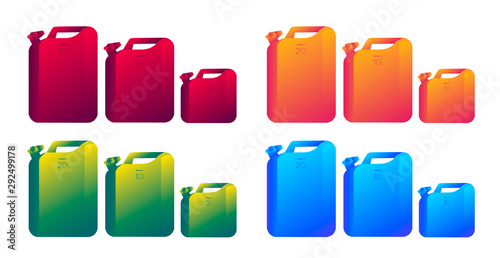 Set of different literage canisters in four gradient colours