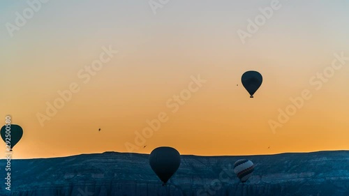 Timelapse of the hot air balloons flying in the sky, Cappadocia, Turkey photo