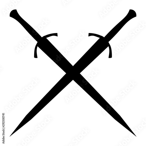 isolated, on a white background, silhouette of two swords, sabers