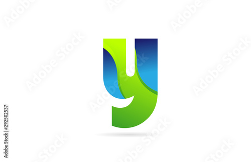 alphabet letter y blue green for company logo icon design