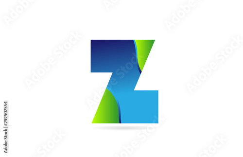 alphabet letter z blue green for company logo icon design