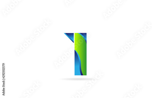 1 blue number green for company logo icon design