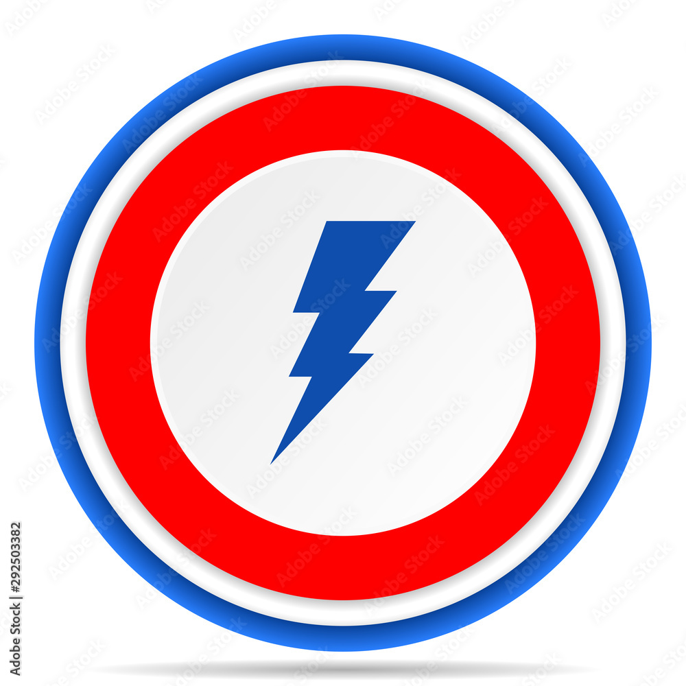 Bolt round icon, red, blue and white french design illustration for web, internet and mobile applications Bolt round icon, red, blue and white french design illustration for web, internet and mobile applications