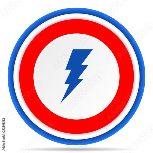 Free Download Bolt round icon, red, blue and white french design illustration for web, internet and mobile applications - GFXLoad