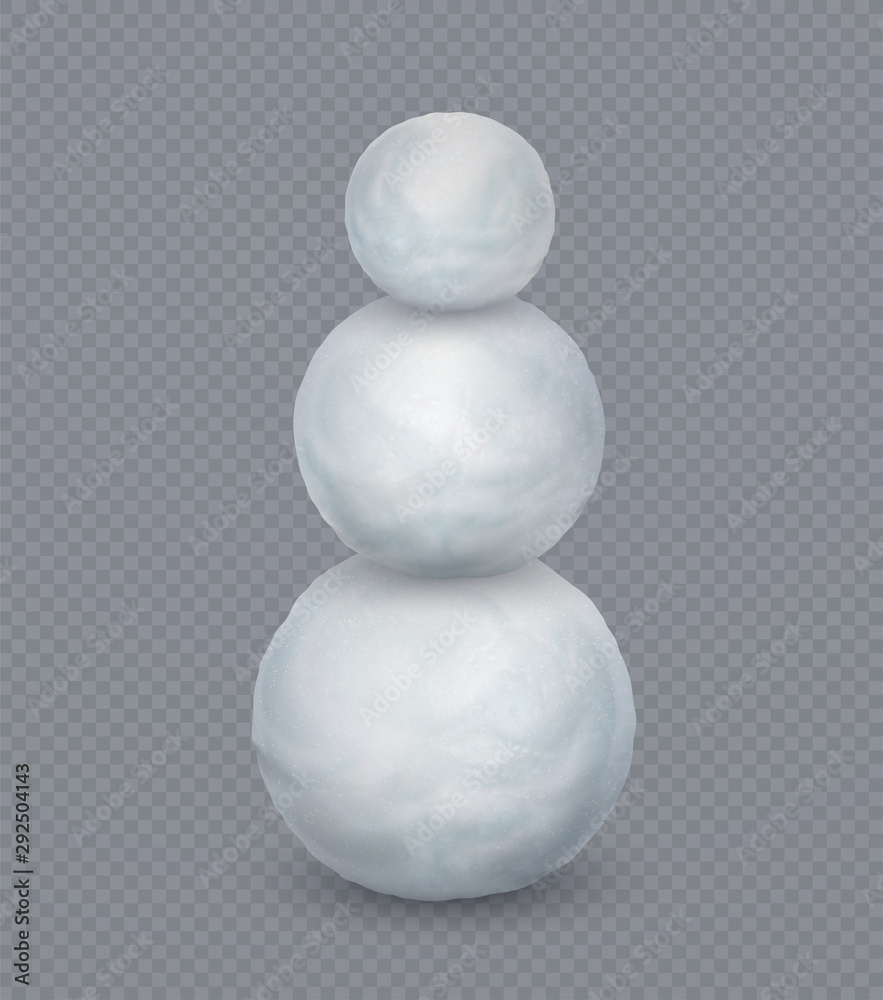 Realistic white snowball with three balls on transparent background. Realistic white snowball with three balls on transparent background.