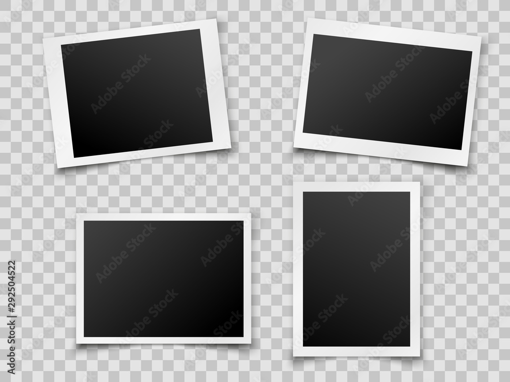 Realistic retro photo frames. Photo frames set on transparent background. Vector illustration. Realistic retro photo frames. Photo frames set on transparent background. Vector illustration.