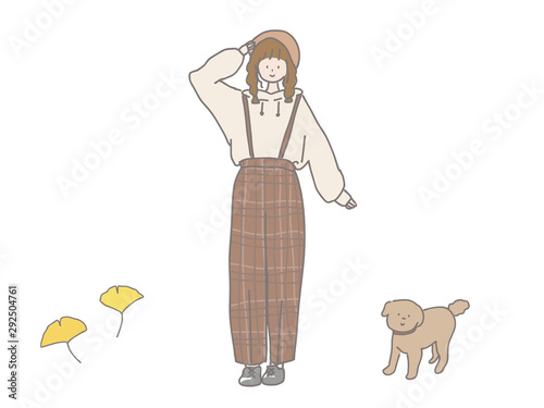 オシャレな女の子　秋のお散歩