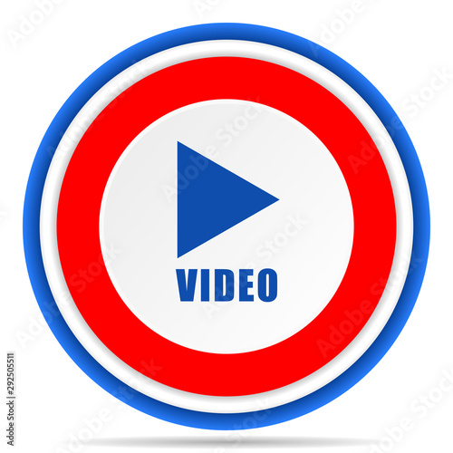 Free Download Video round icon, red, blue and white french design illustration for web, internet and mobile applications - GFXLoad