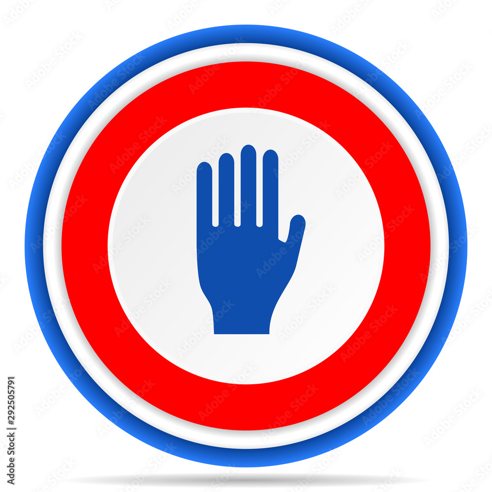 Stop round icon, red, blue and white french design illustration for web, internet and mobile applications Stop round icon, red, blue and white french design illustration for web, internet and mobile applications