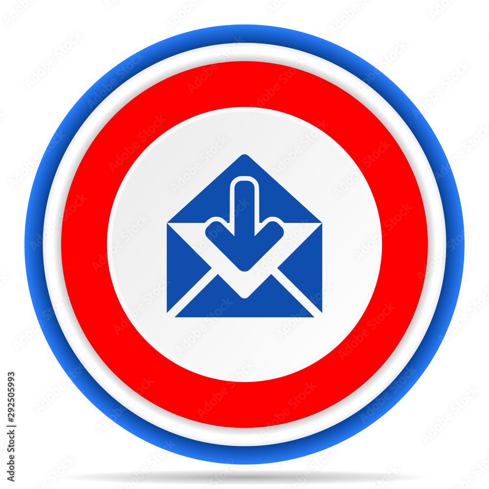 Email round icon, red, blue and white french design illustration for web, internet and mobile applications Email round icon, red, blue and white french design illustration for web, internet and mobile applications
