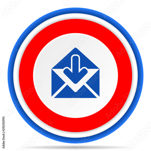 Free Download Email round icon, red, blue and white french design illustration for web, internet and mobile applications - GFXLoad