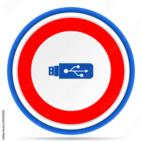 Free Download Usb round icon, red, blue and white french design illustration for web, internet and mobile applications - GFXLoad