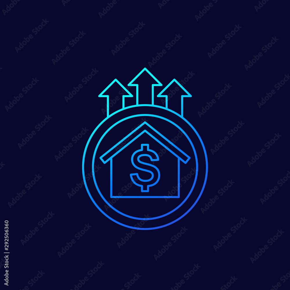house prices growth vector linear icon house prices growth vector linear icon