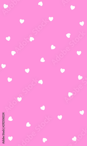 Pink background with multiple small white hearts.
