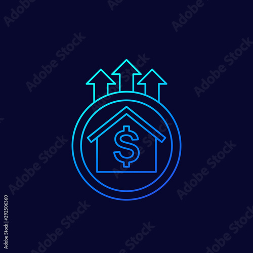 house prices growth vector linear icon