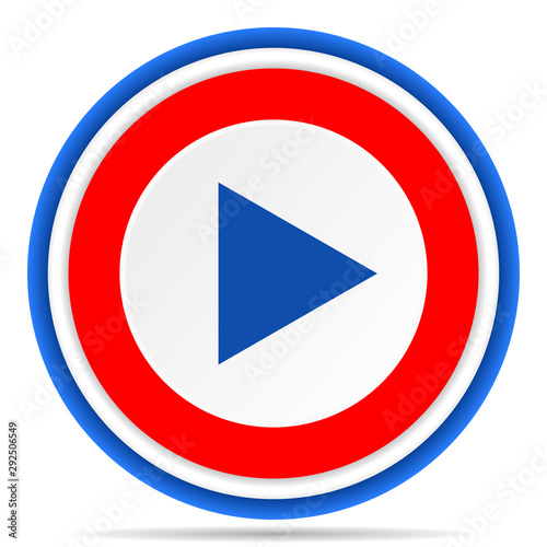 Free Download Play round icon, red, blue and white french design illustration for web, internet and mobile applications - GFXLoad