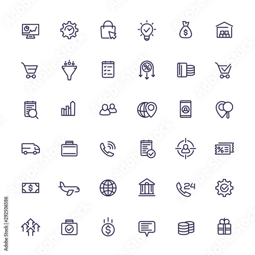 business and e-commerce line icons set