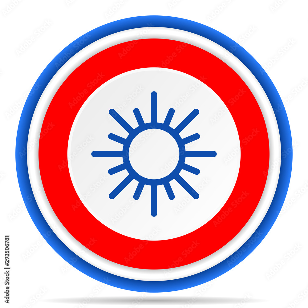 Sun round icon, red, blue and white french design illustration for web, internet and mobile applications Sun round icon, red, blue and white french design illustration for web, internet and mobile applications