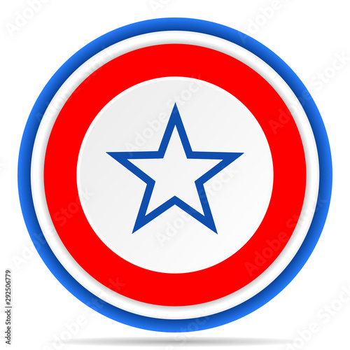 Star round icon, red, blue and white french design illustration for web, internet and mobile applications
