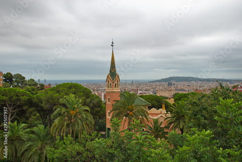 Barcelona, Spain - 14.08.2019: Park Guell and the Gaudi Museum in the park
