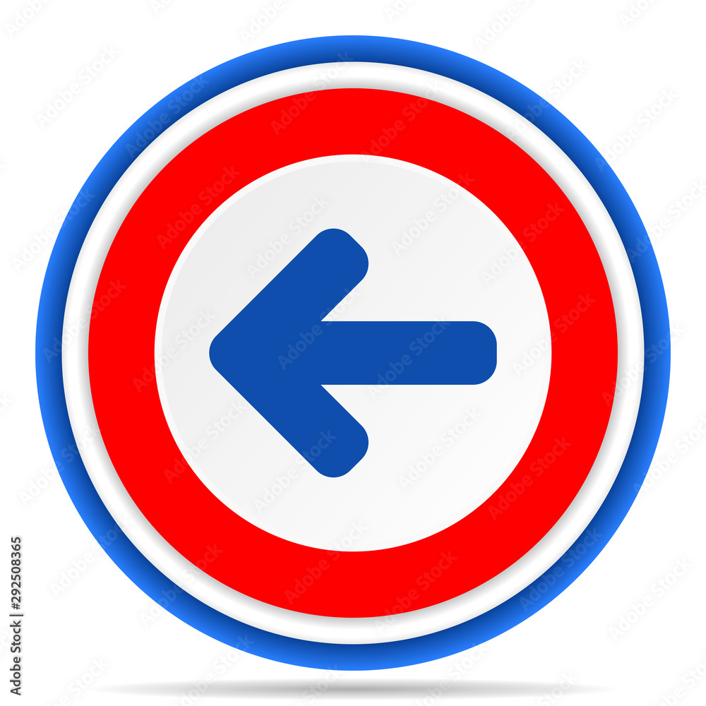 Left arrow round icon, red, blue and white french design illustration for web, internet and mobile applications Left arrow round icon, red, blue and white french design illustration for web, internet and mobile applications