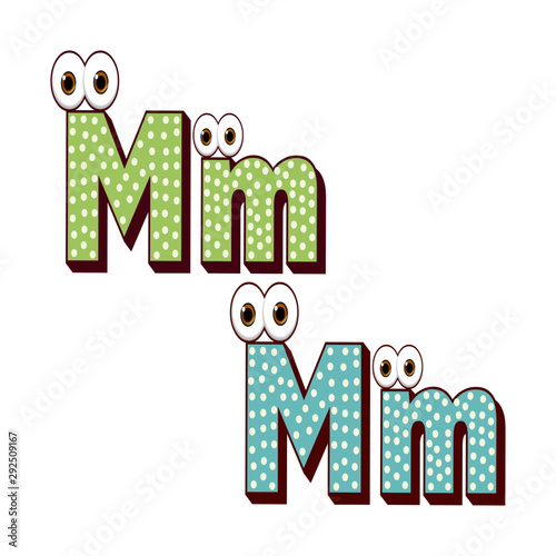 M Letter Character Capital and Small - Cartoon Vector Image