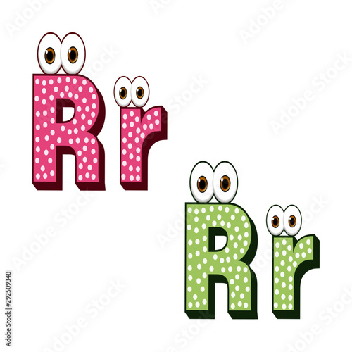 R Letter Character Capital and Small - Cartoon Vector Image
