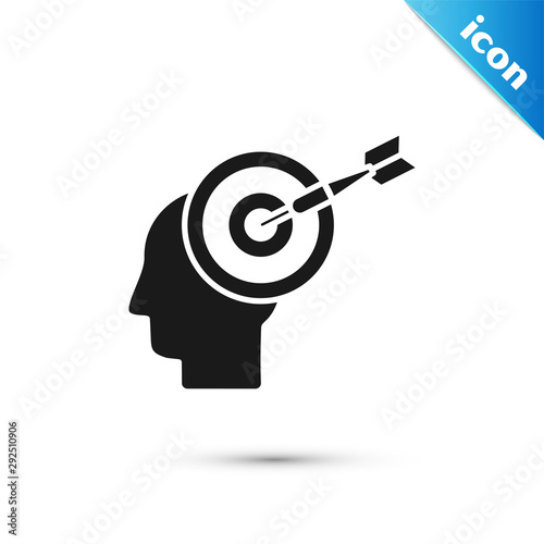 Black Head hunting concept icon isolated on white background. Business target or Employment sign. Human resource and recruitment for business. Vector Illustration