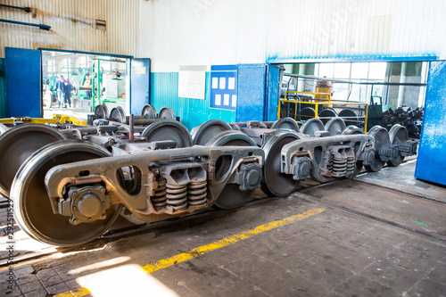 Wheel mechanism of railway cars in a repair depot