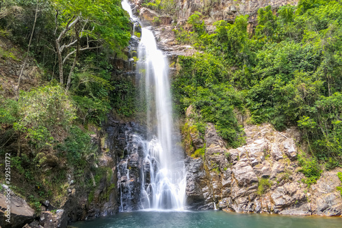 Beautiful Cachoeira Serra Azul with pool in lush brazilian rainforest  cerrado  Bom Jardim  Mato Grosso  Brazil