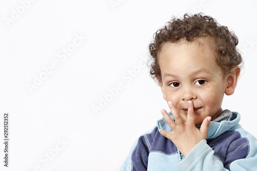 little boy picking his nose stock image stock photo